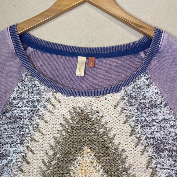 Anthropologie Pilcro Anabel Purple Acid Wash Textured Sweater L - Picture 10 of 11